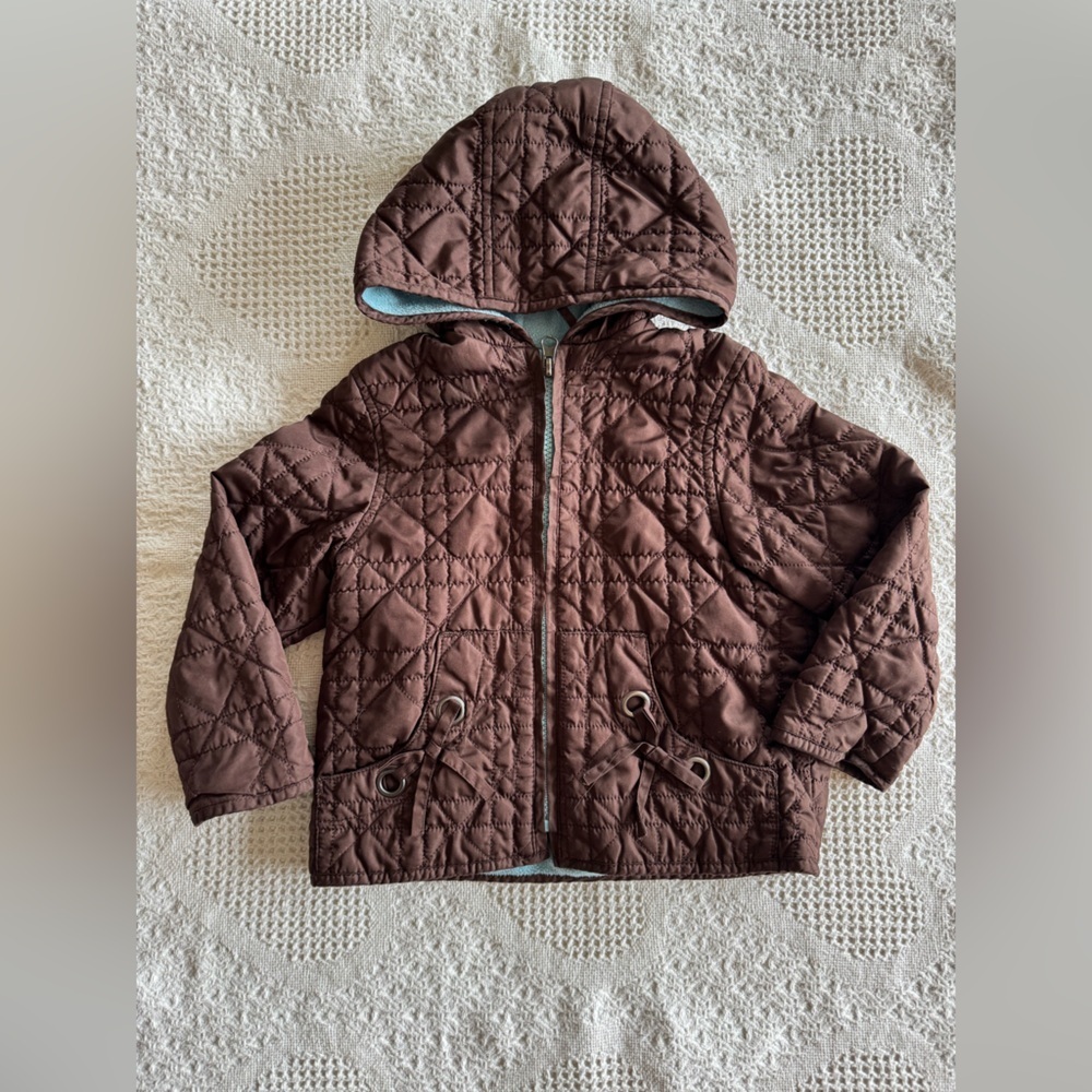 Rothschild Brown Quilted Fleece Lined 18 Months Bow Detailed Jacket